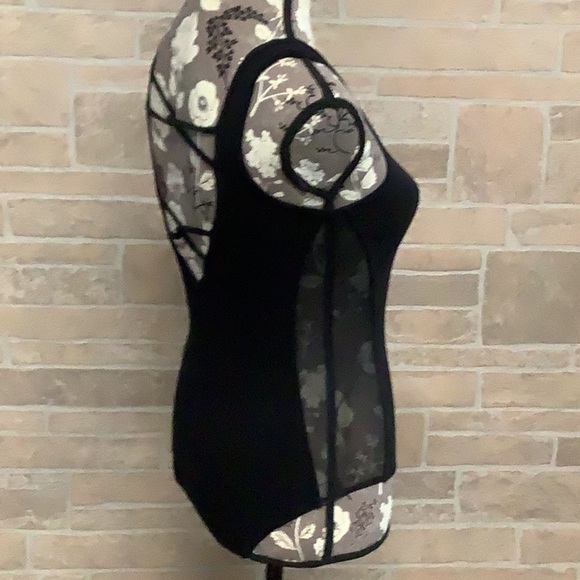 Madden NEW -  Sz S - Criss cross back - mesh transparent sides black Bodysuit - Picture 11 of 12